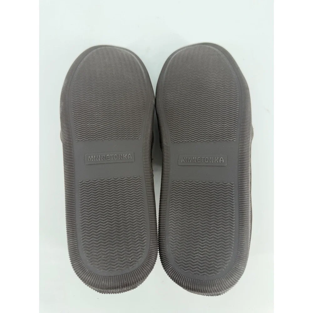 Minnetonka Mens 3928 Suede Pile Lined Slip On Slippers Chocolate Brown Size 8M